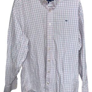 Vineyard Vines White and Blue Plaid Shirt